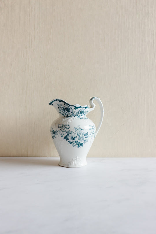 antique English Colonial Pottery ironstone transfer ware pitcher