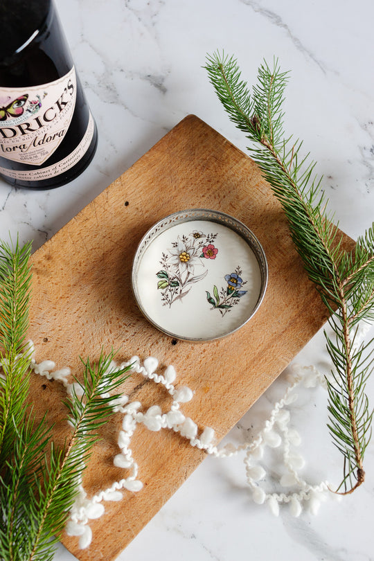 rare antique french polychrome porcelain "sous bouteille" with reticulated metal surround