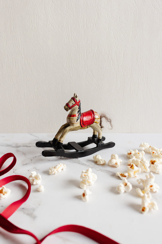 antique german decorarive wood and horse hair rocking horse