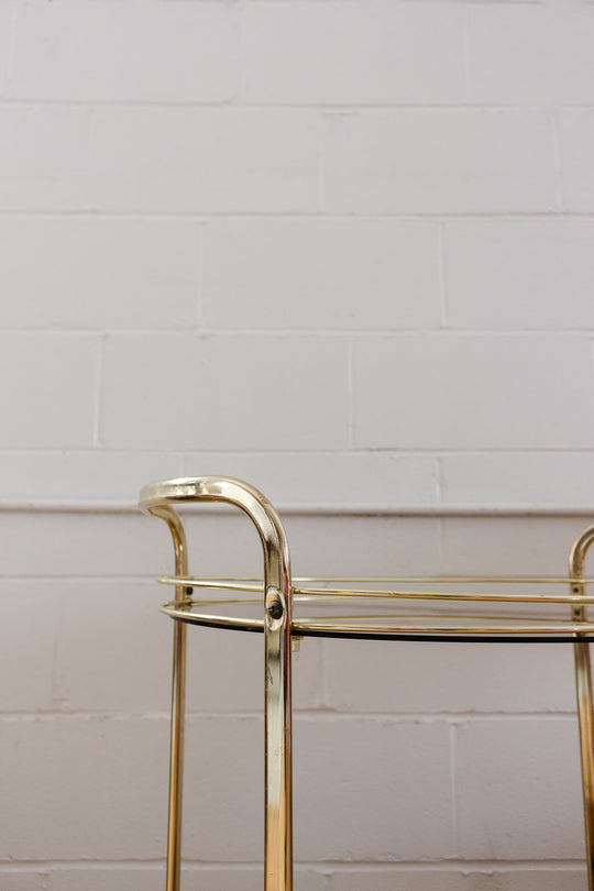 midcentury french brass and glass bar cart