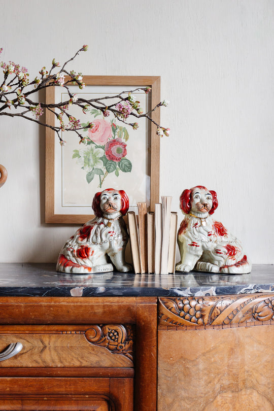 pair of antique Staffordshire King Charles spaniels