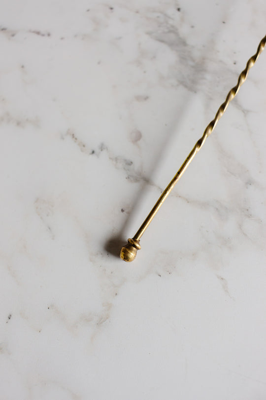 vintage french brass snuffer with twisted handle