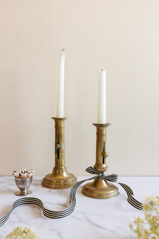 antique french brass push up candlestick