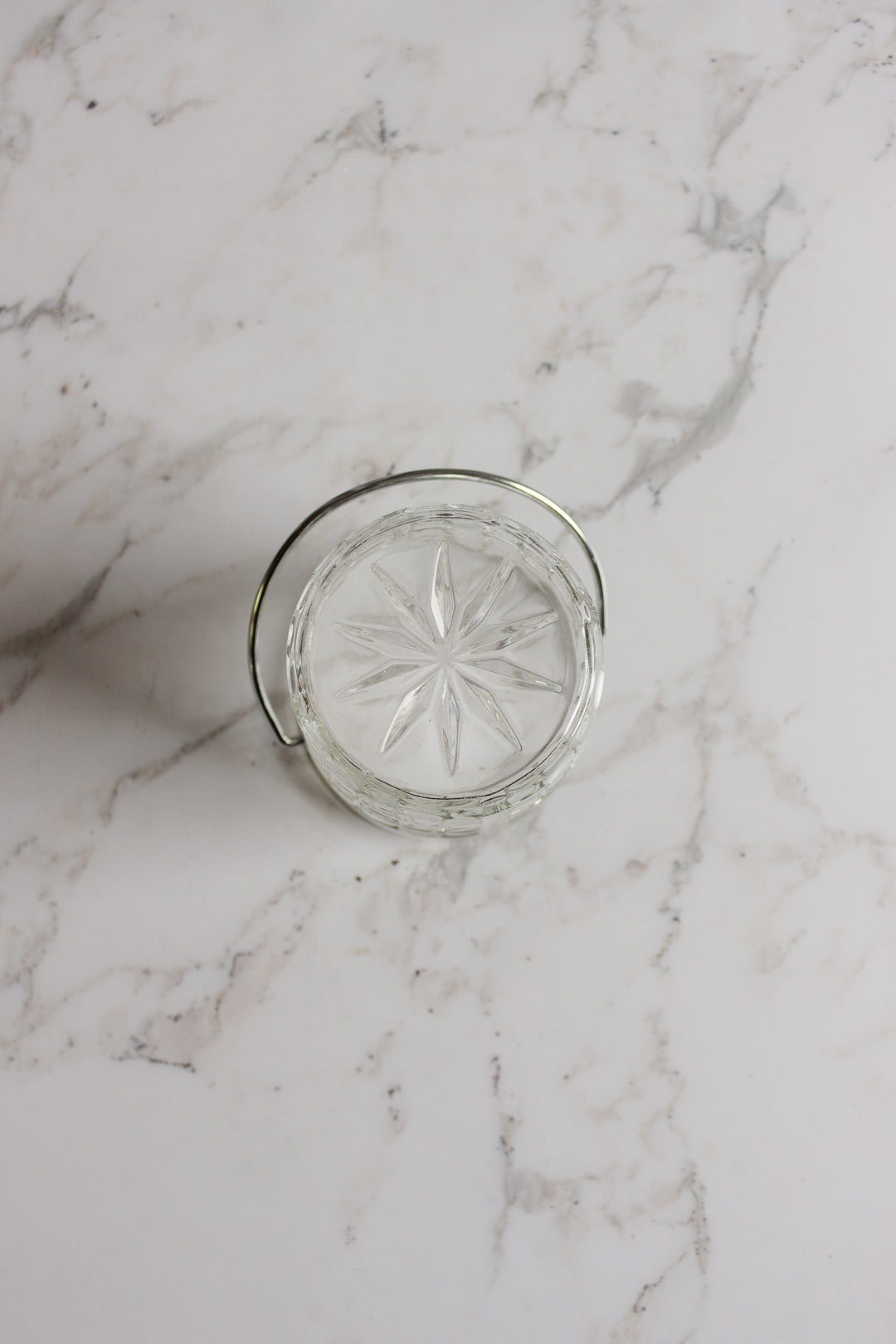 vintage french cut glass ice bucket with metal handle