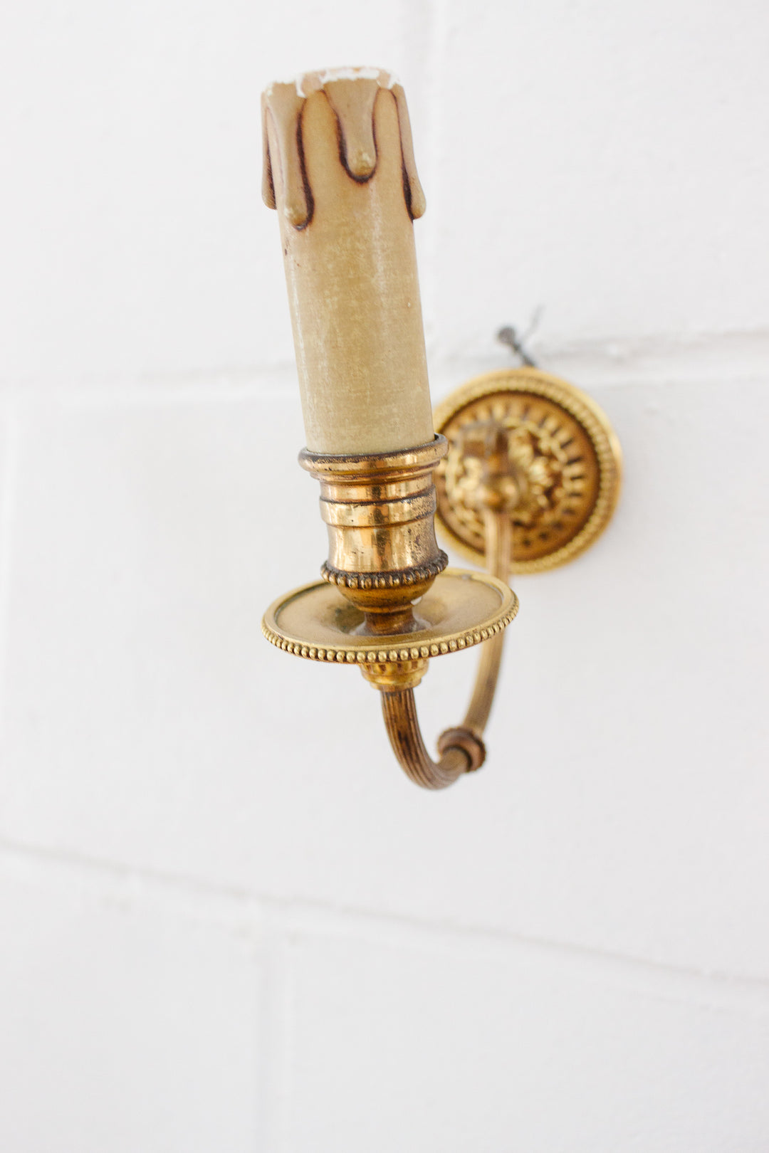pair of 1940s French gilt brass sconces