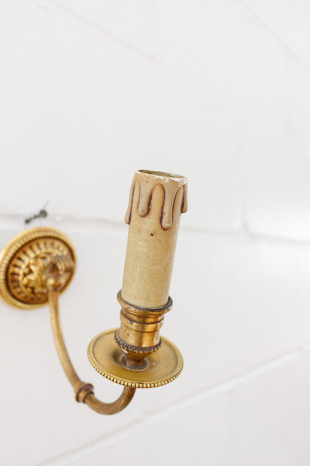 pair of 1940s French gilt brass sconces