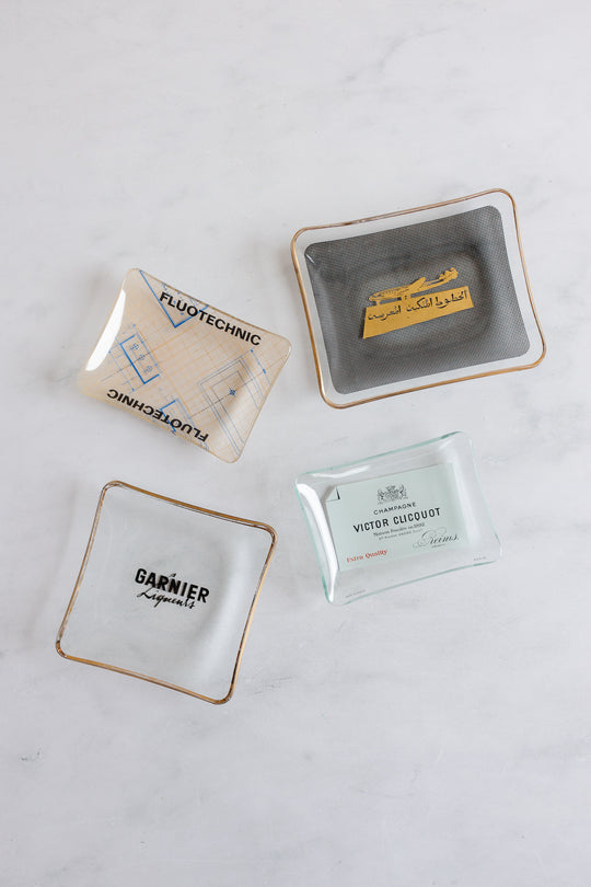 midcentury french glass advertising ashtrays
