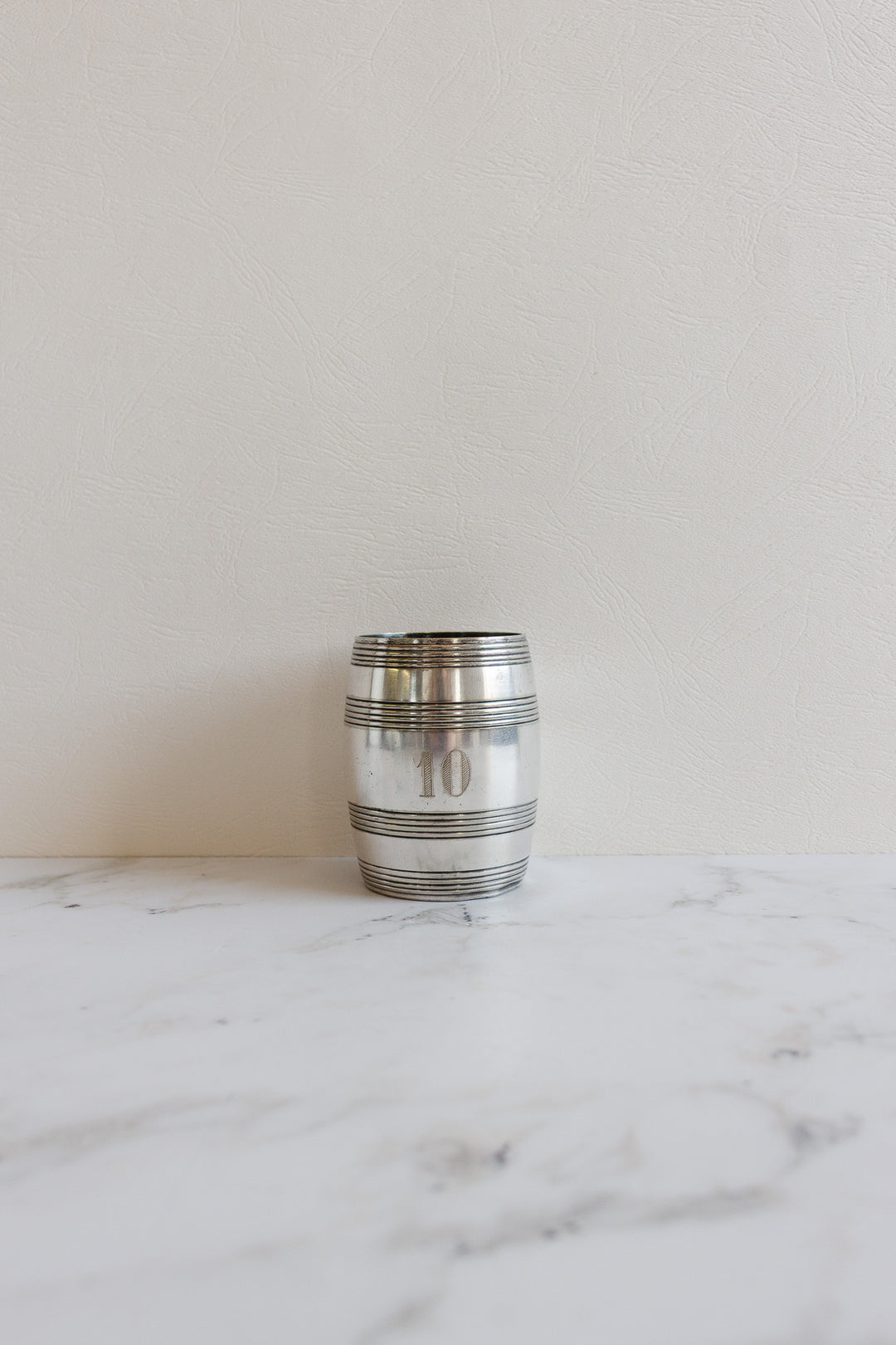 art deco french silver plate "10" christening cup