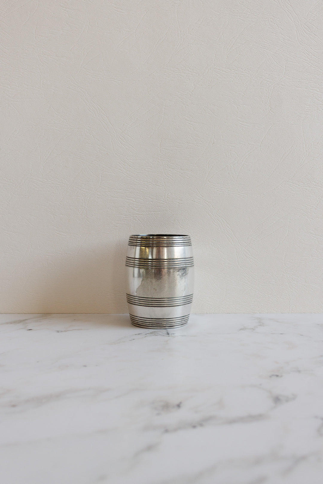 art deco french silver plate "10" christening cup