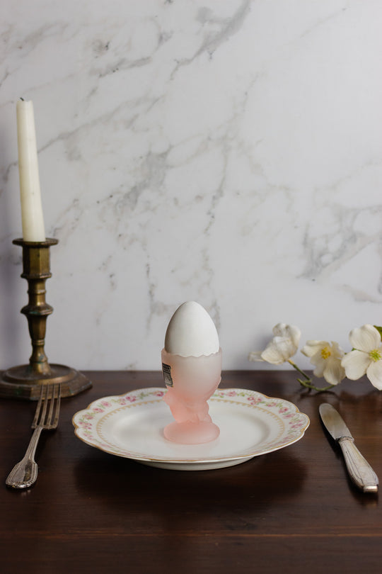 vintage cristallin italy frosted pink egg cup
