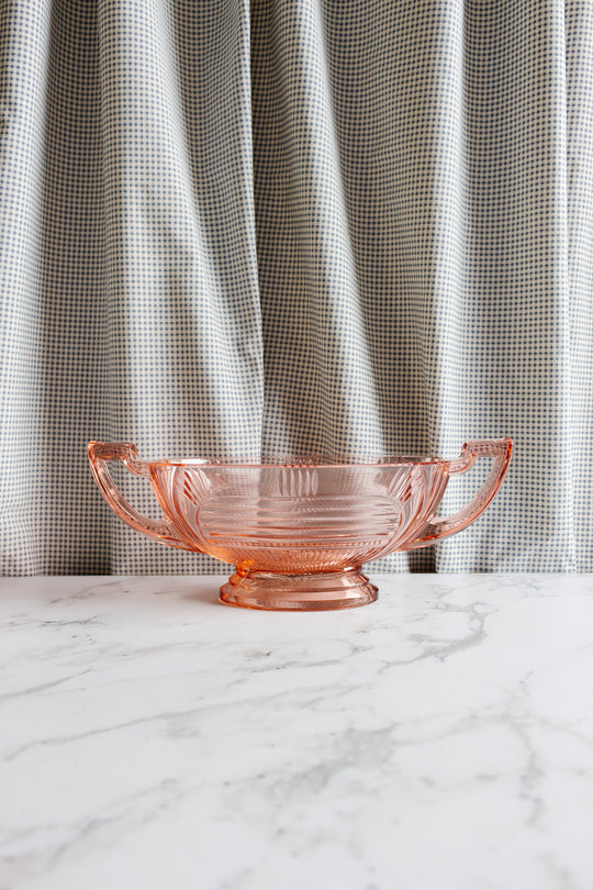 art deco french pink glass "trophy" dish