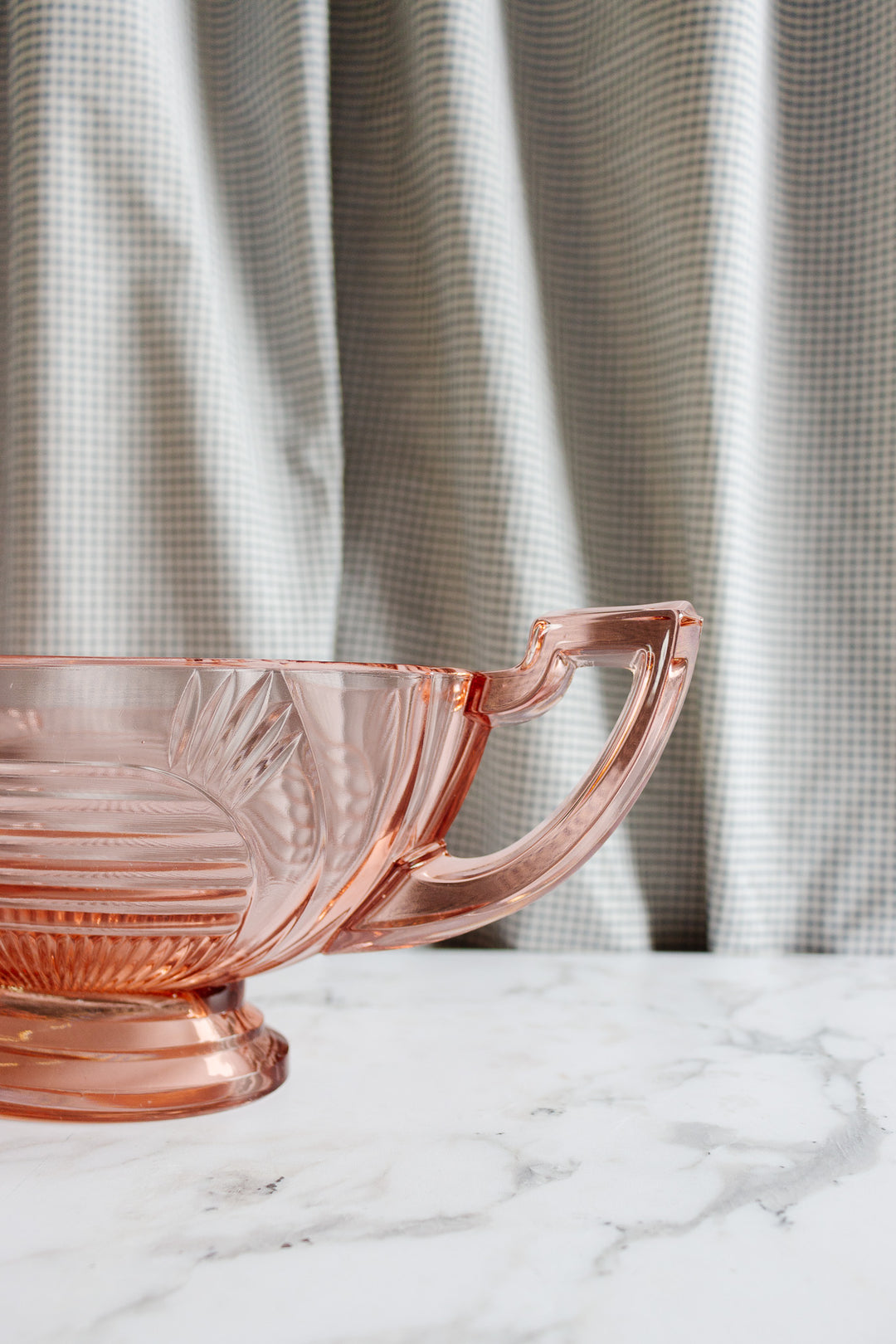 art deco french pink glass "trophy" dish