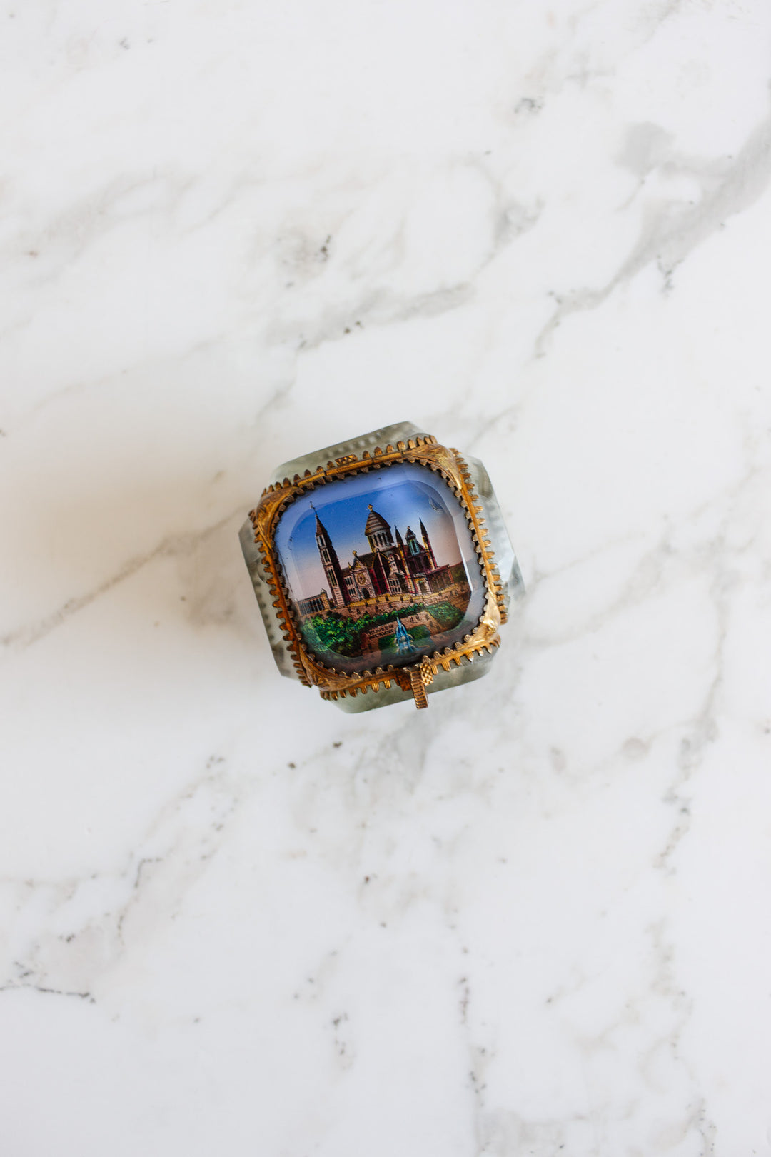 antique french beveled glass and ormolu souvenir bijoux casket