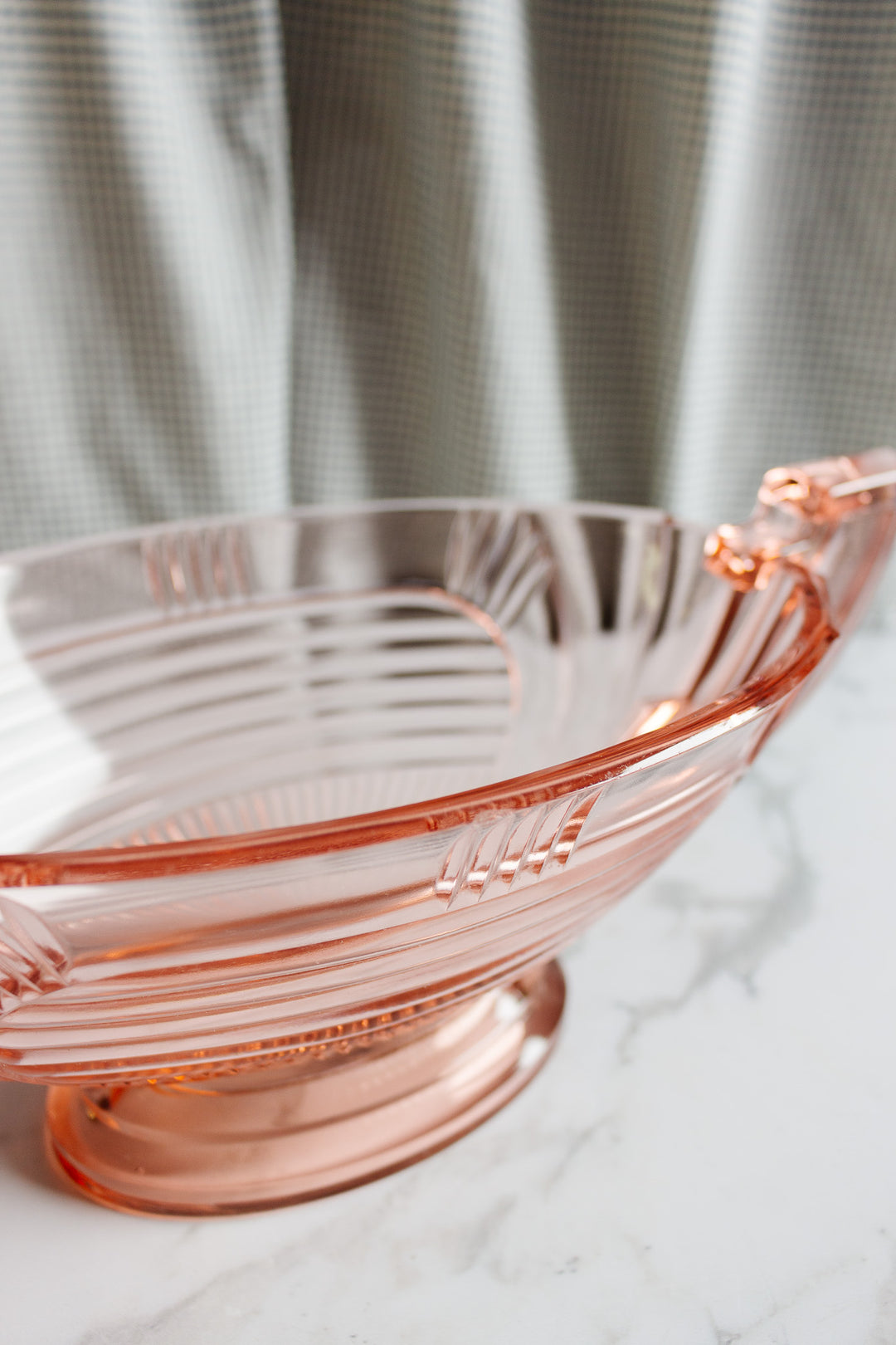 art deco french pink glass "trophy" dish