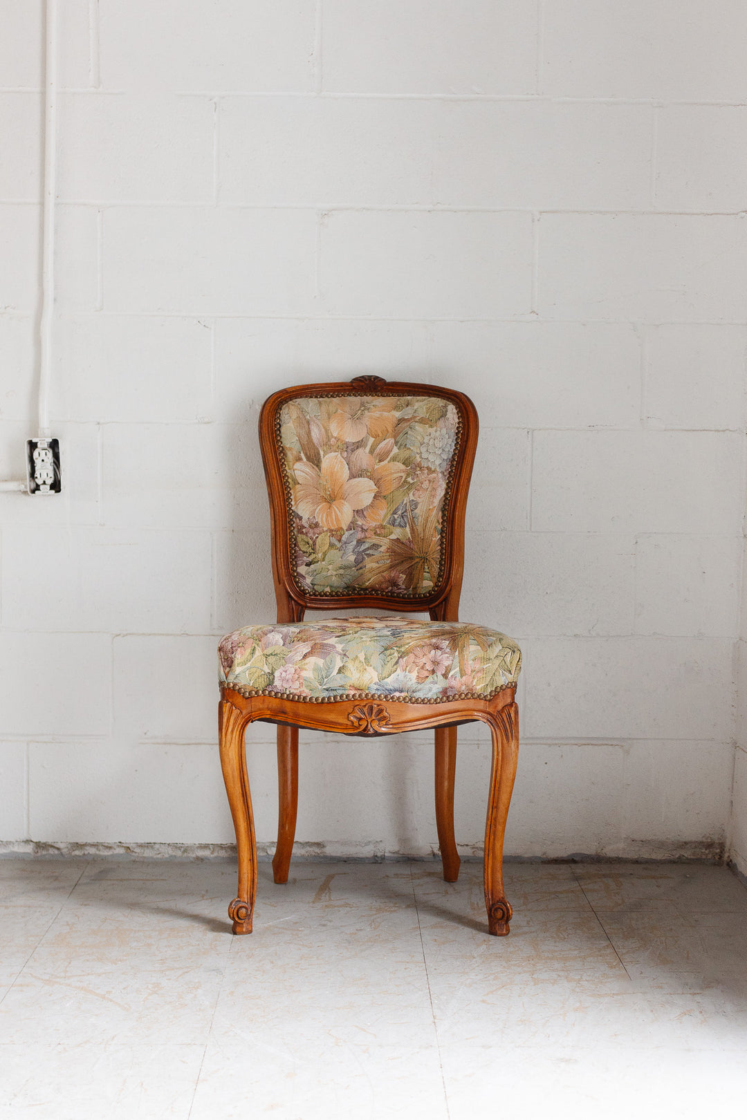 vintage French Louis XV walnut dining chair