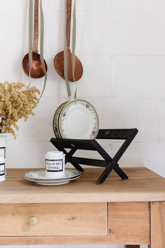 rare turn of the century French Napoleon III ebonized wood dish rack