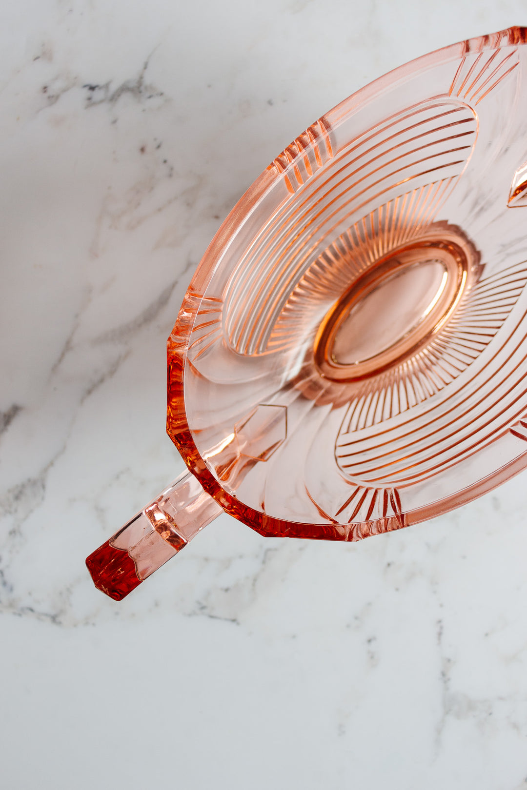 art deco french pink glass "trophy" dish