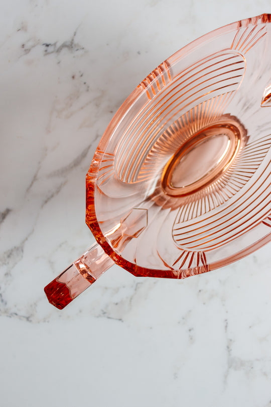 art deco french pink glass "trophy" dish