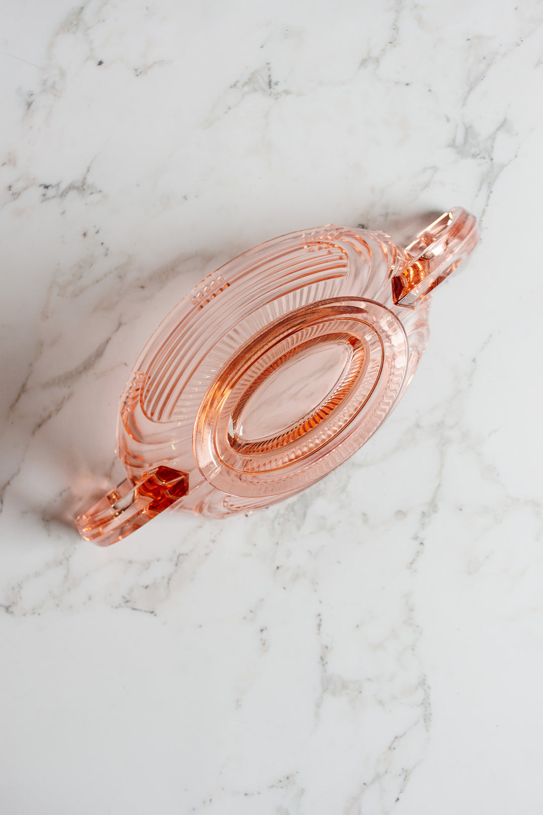 art deco french pink glass "trophy" dish