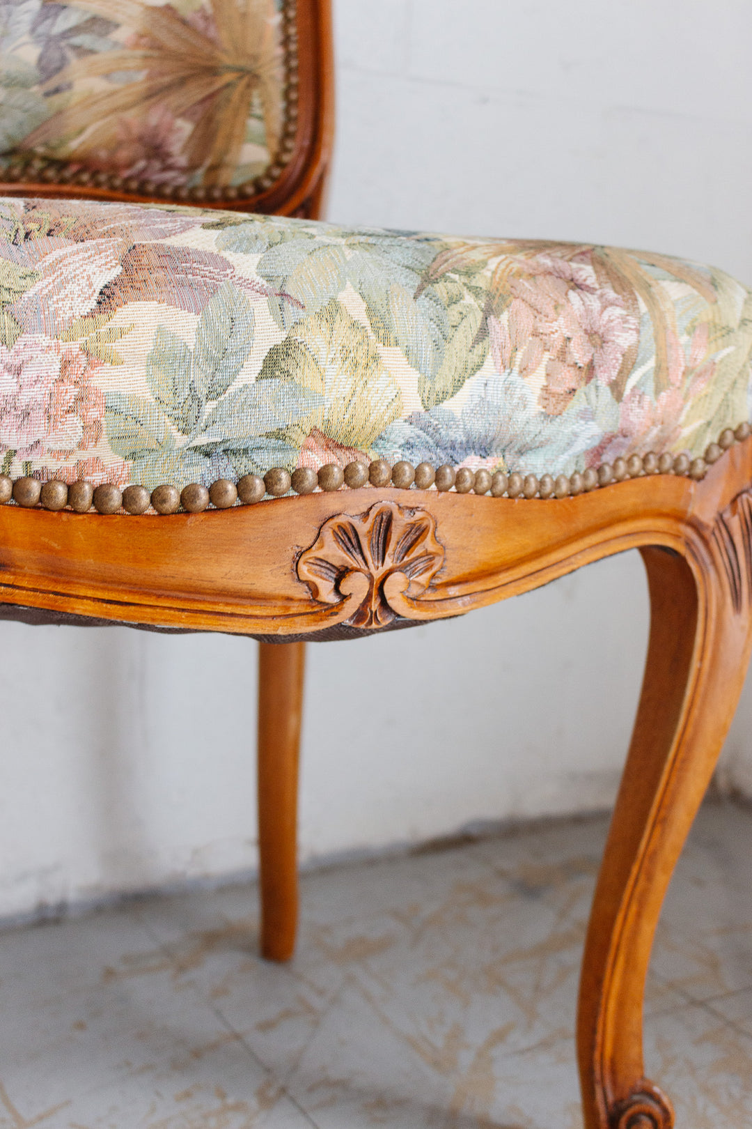 vintage French Louis XV walnut dining chair