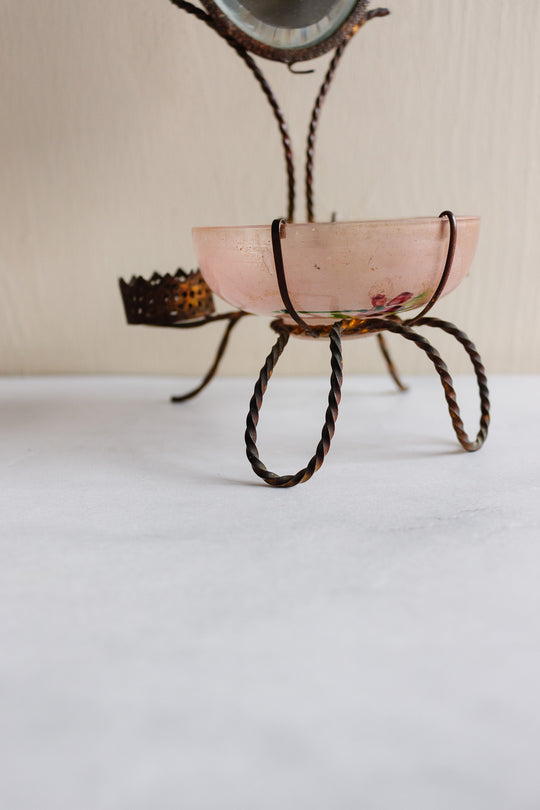 turn of the century French Napoleon III pink glass trousseau ring dish