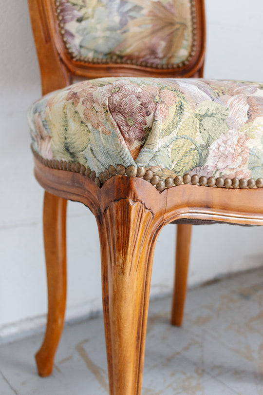 vintage French Louis XV walnut dining chair