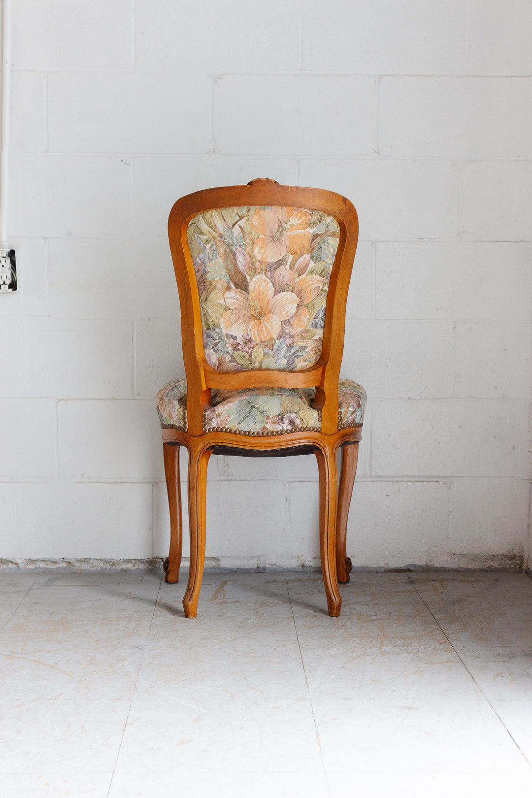 vintage French Louis XV walnut dining chair