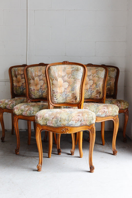 vintage French Louis XV walnut dining chair