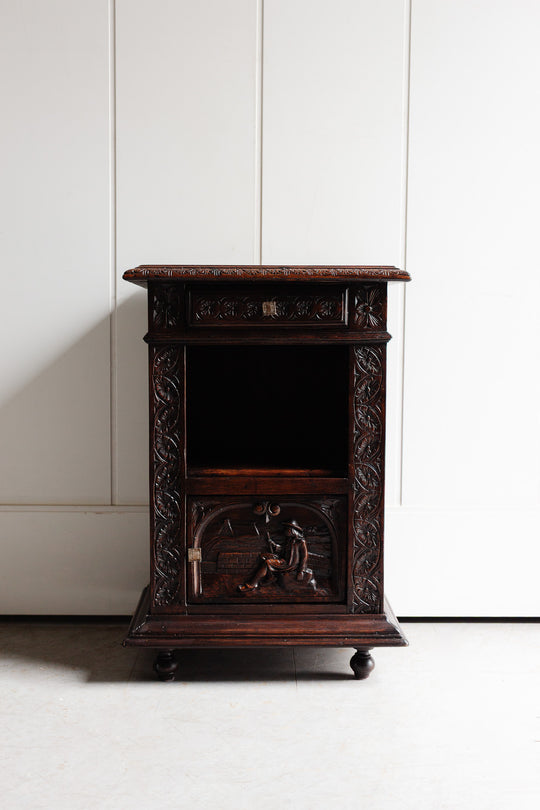 turn of the century french Breton oak nightstand with granite top