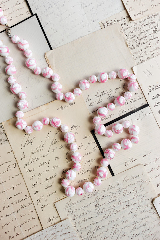 vintage murano glass bead sterling silver necklace
