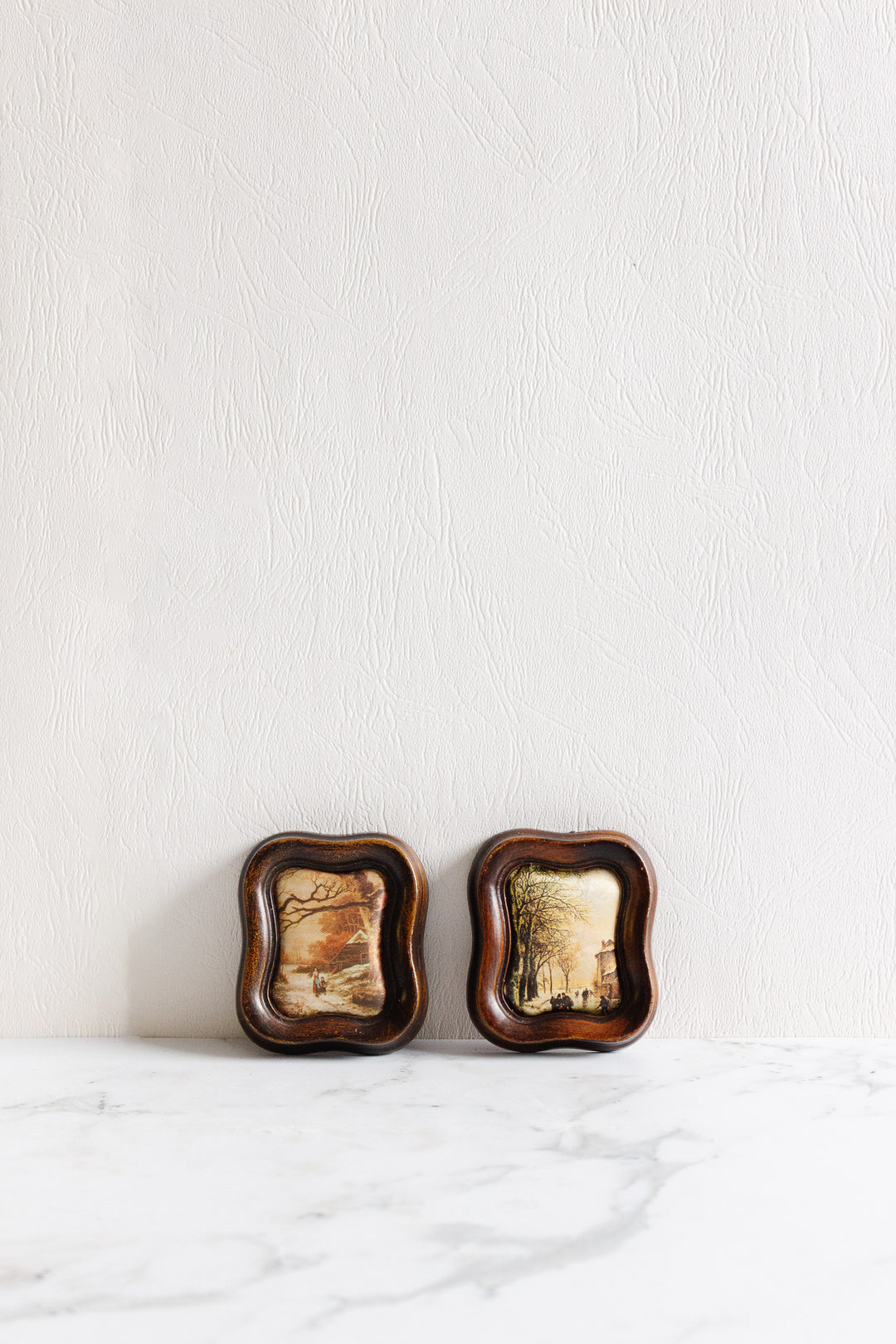 pair of "petite" framed prints on silk