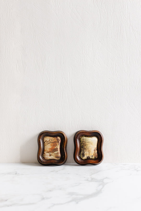 pair of "petite" framed prints on silk