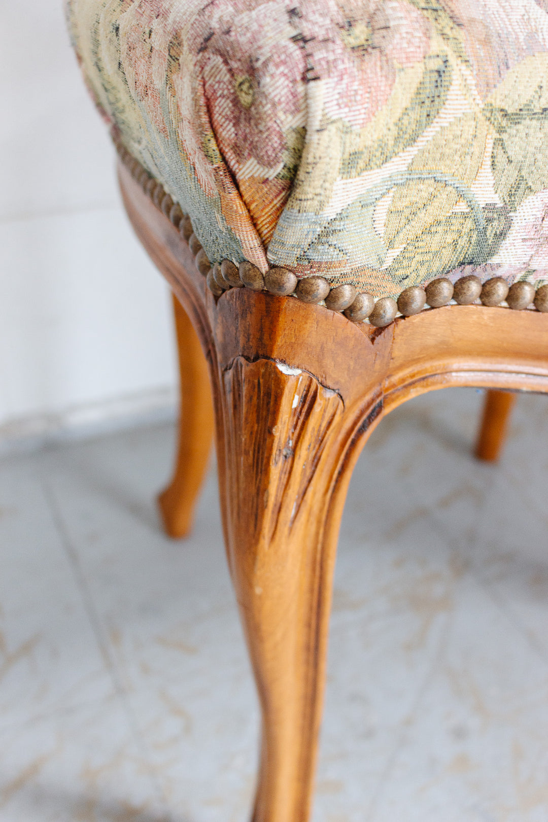 vintage French Louis XV walnut dining chair