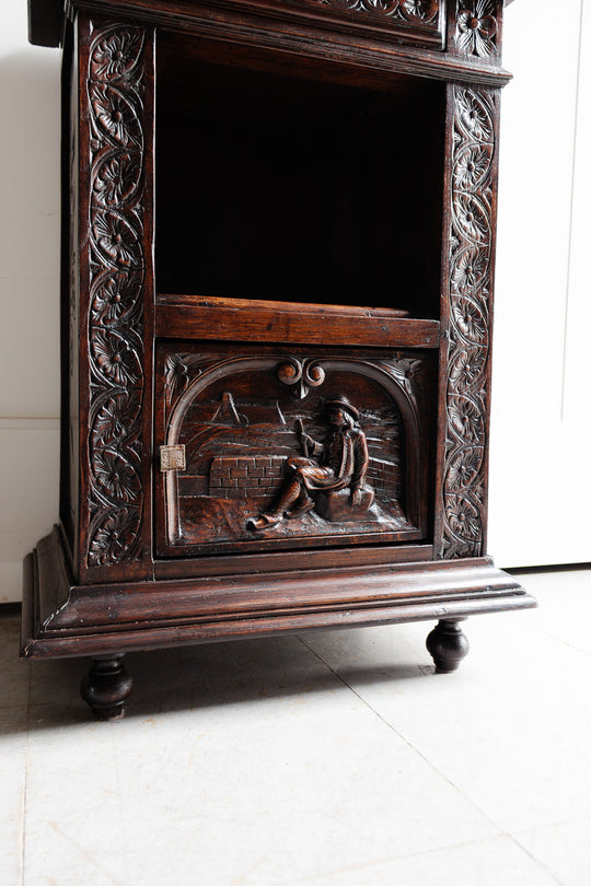 turn of the century french Breton oak nightstand with granite top