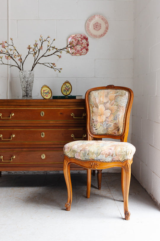 vintage French Louis XV walnut dining chair