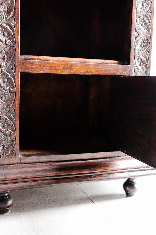 turn of the century french Breton oak nightstand with granite top