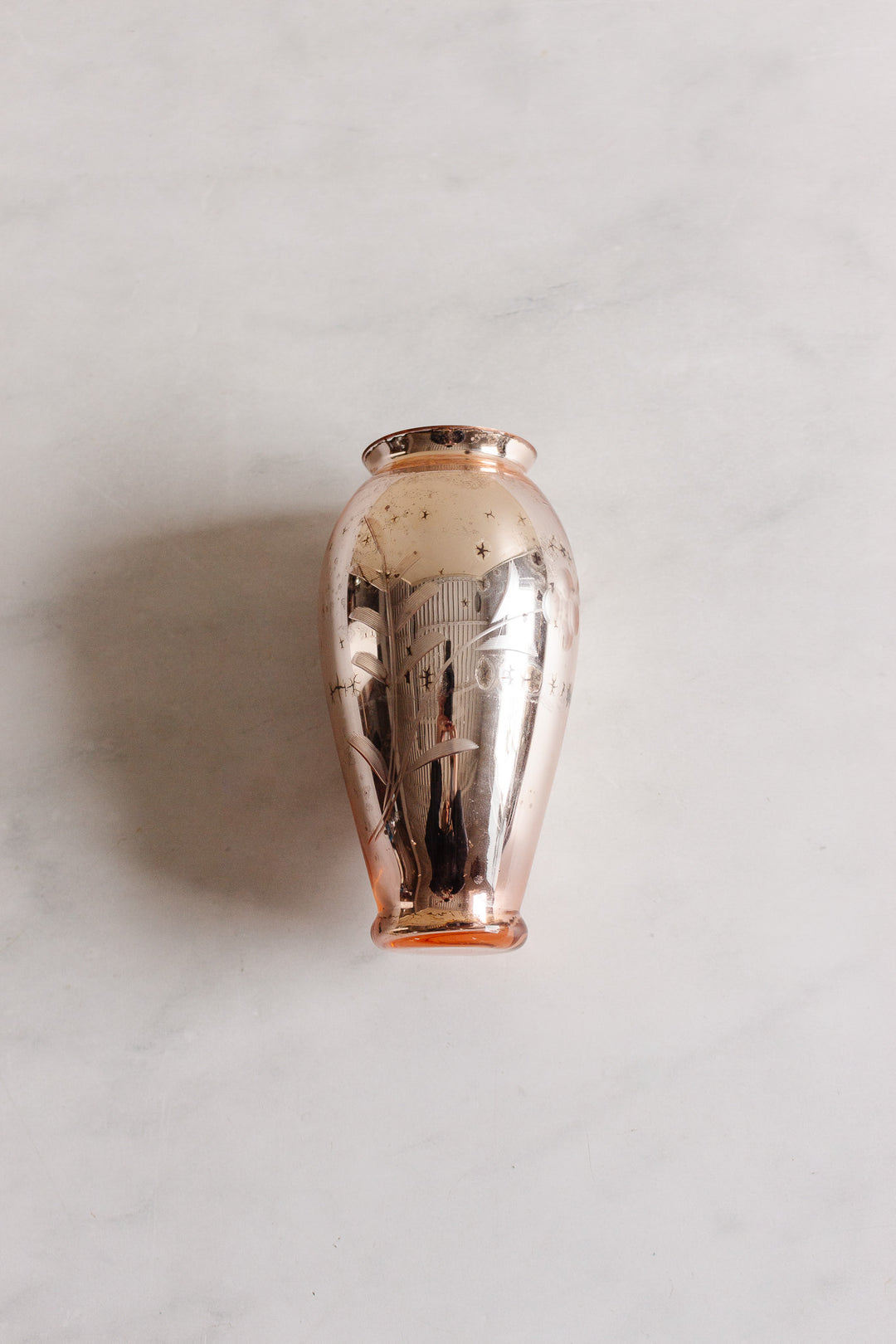 rare 1940s French pink mercury glass vase