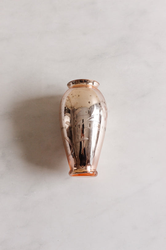 rare 1940s French pink mercury glass vase