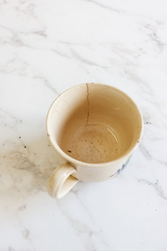 rare 19th century French Jules Vieillard pottery hand painted village cup set