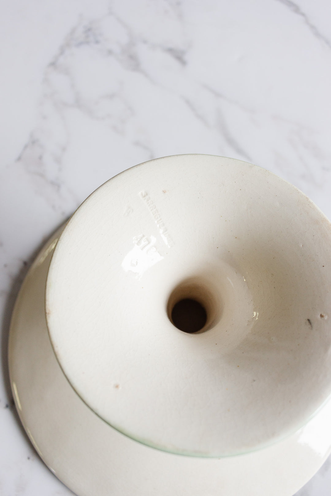 antique french sarreguemines majolica cake stand