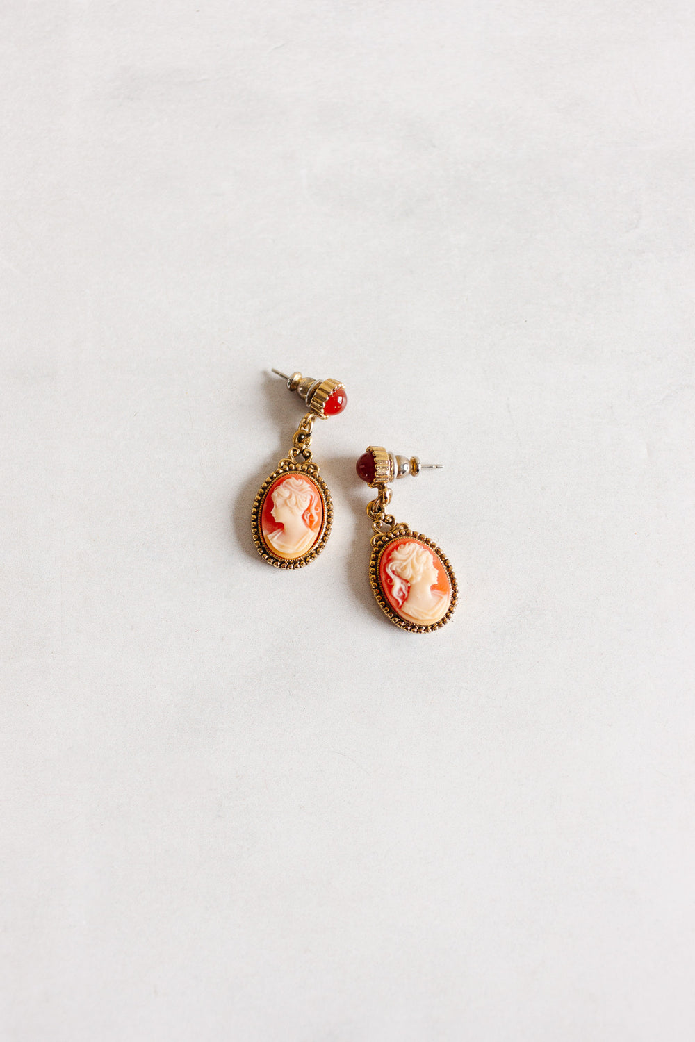 vintage English carved shell cameo earrings