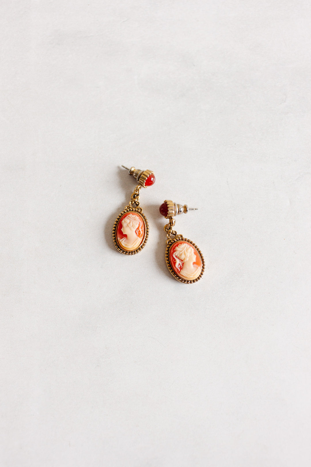 vintage English carved shell cameo earrings