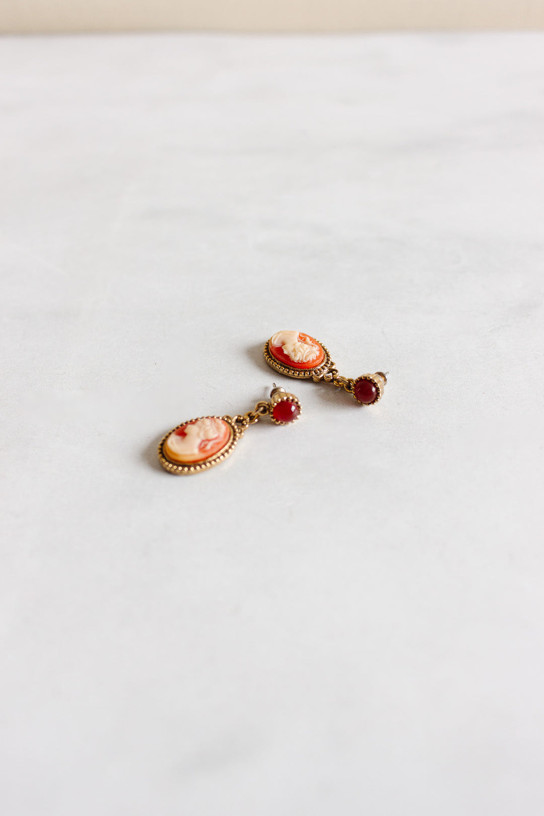 vintage English carved shell cameo earrings
