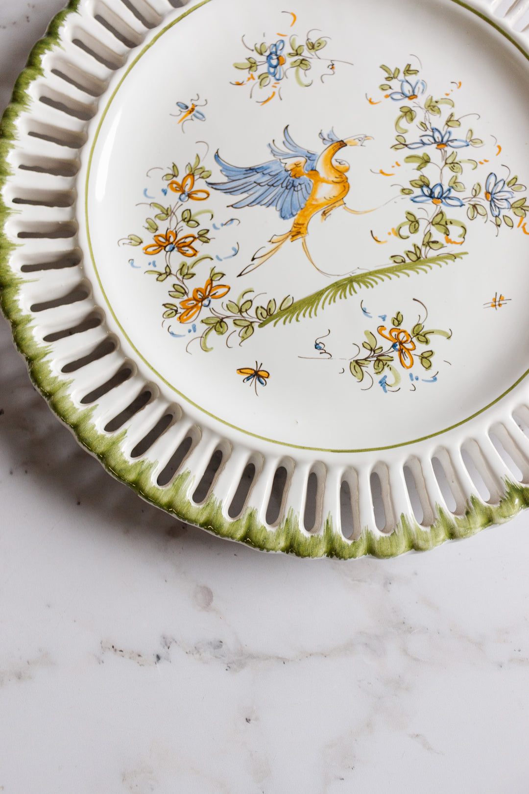 vintage french hand painted moustiers plate