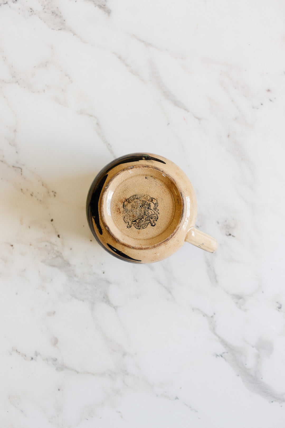 rare 19th century French Jules Vieillard pottery hand painted village cup set