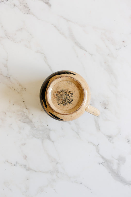 rare 19th century French Jules Vieillard pottery hand painted village cup set