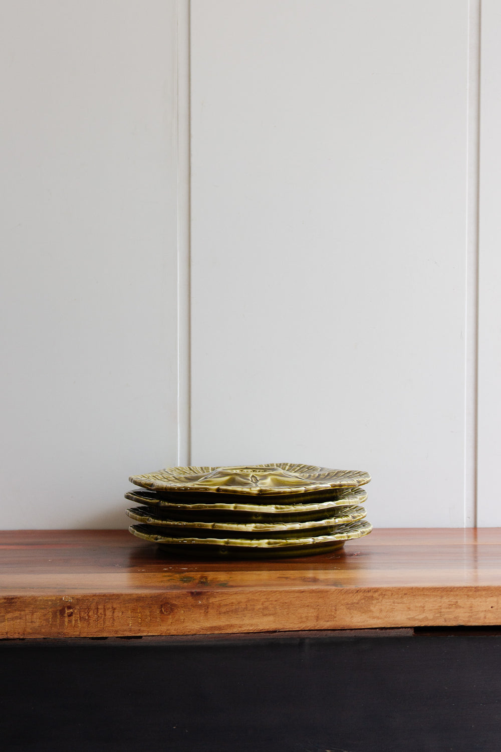 antique  sarreguemines oyster plates, set of 4