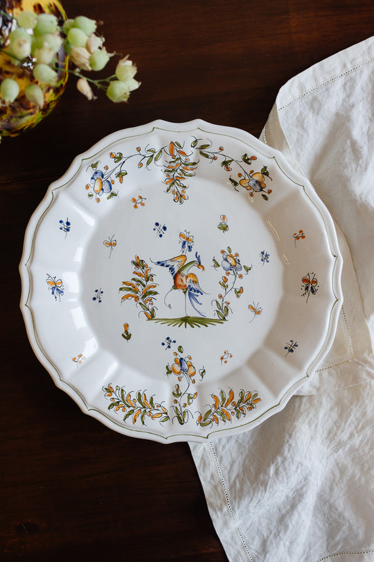 1970s hand painted french moustiers plate