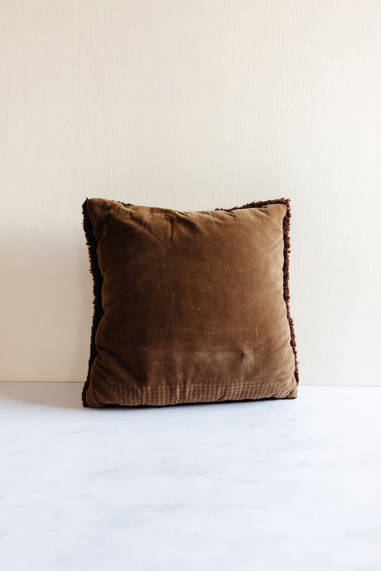 rare vintage French hand hooked wool tapestry pillow