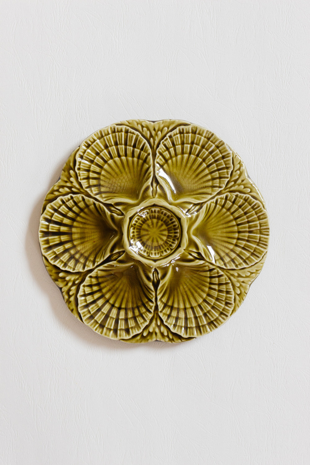 1920s french moss green sarreguemines oyster plate